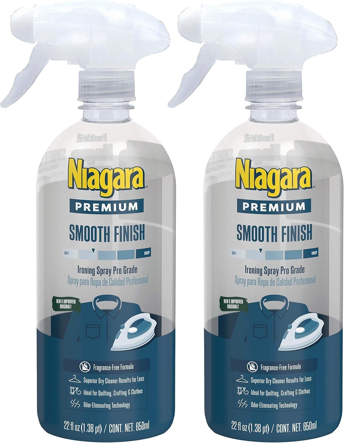 Spray Starch 22 Oz, 2 Pack Trigger Pump Liquid Starch for Ironing, Non-Aeroso…