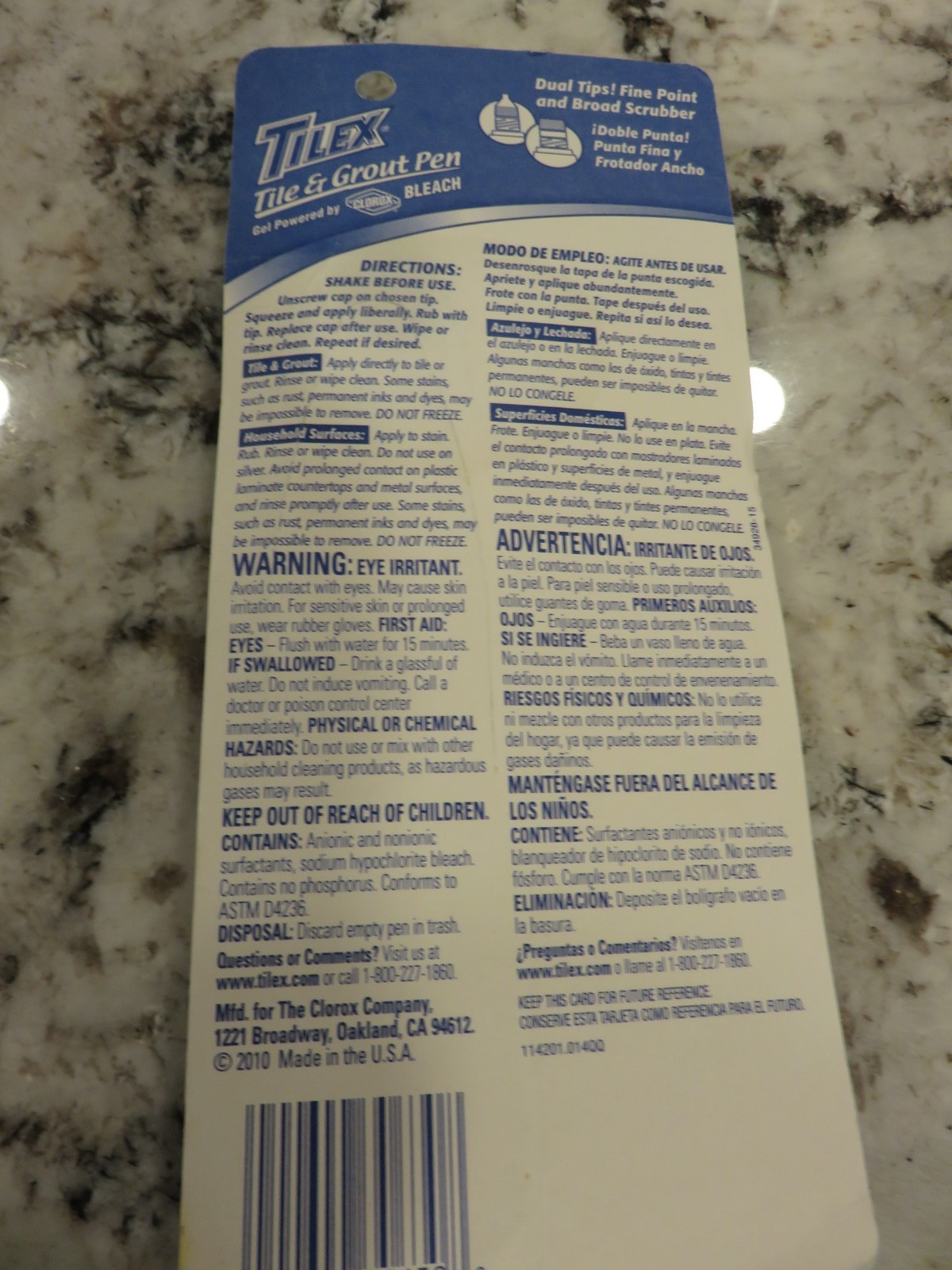 Tilex Tile & Grout Pen Removes Stains 2 oz Dual Tip Clorox Bleach 2010 NOS