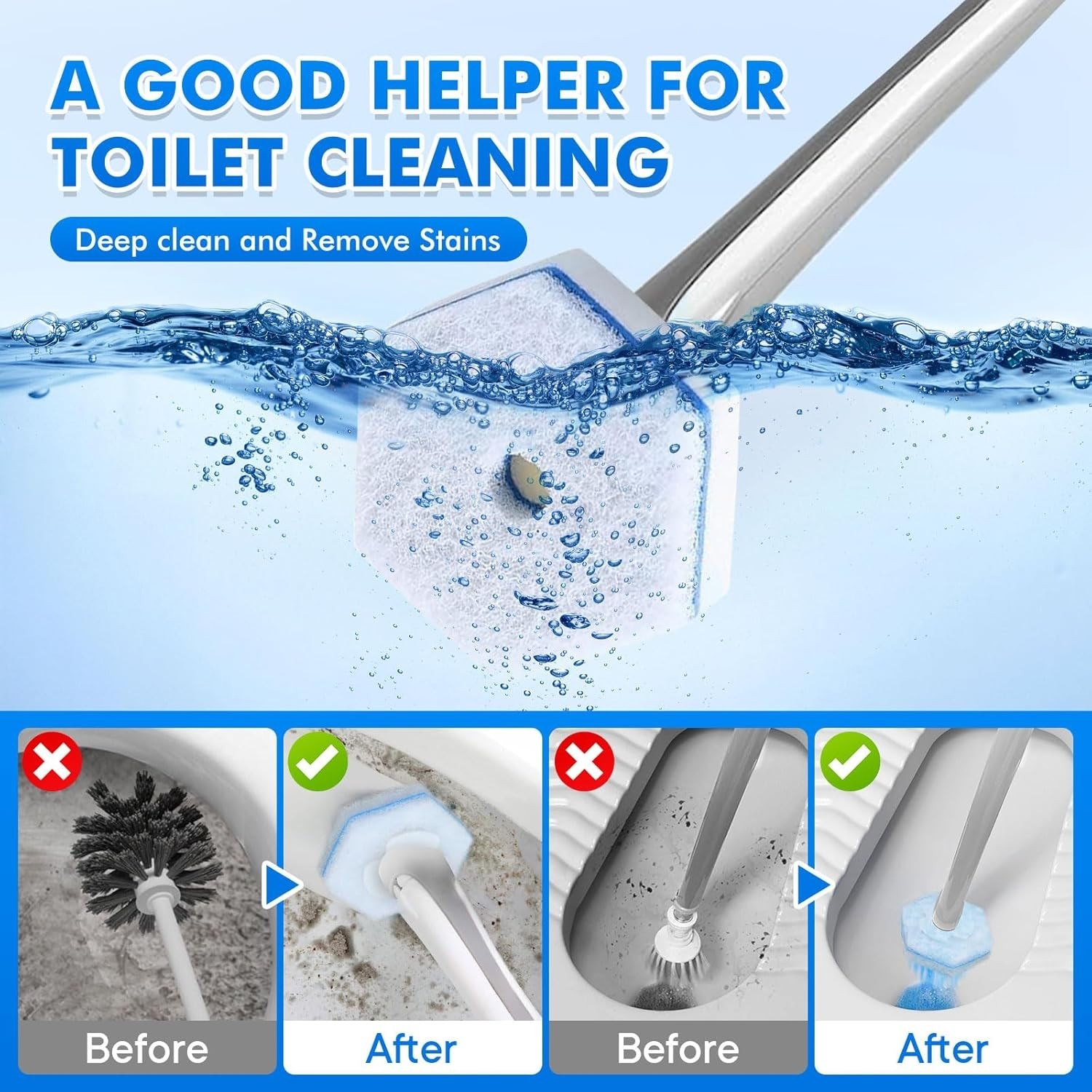 40 p Cleaner Wand Refills Disposable Toilet Brush Heads Compatible w Most Brands