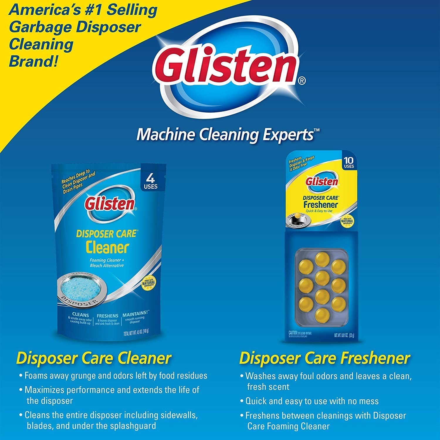Powerful Foaming Action Garbage Disposal Cleaner – Fresh Lemon, Biodegradable
