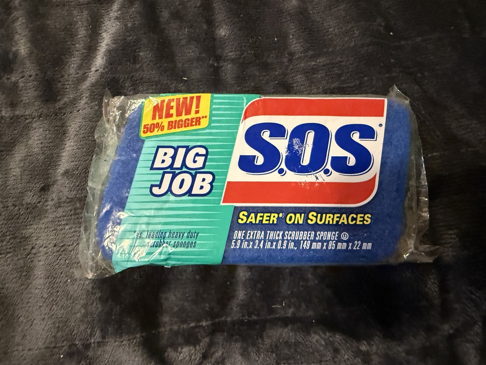 1998 CLOROX S.O.S. SOS EXTRA THICK SCRUBBER SPONGE “BIG JOB” 5.9″x3.4″x0.9″