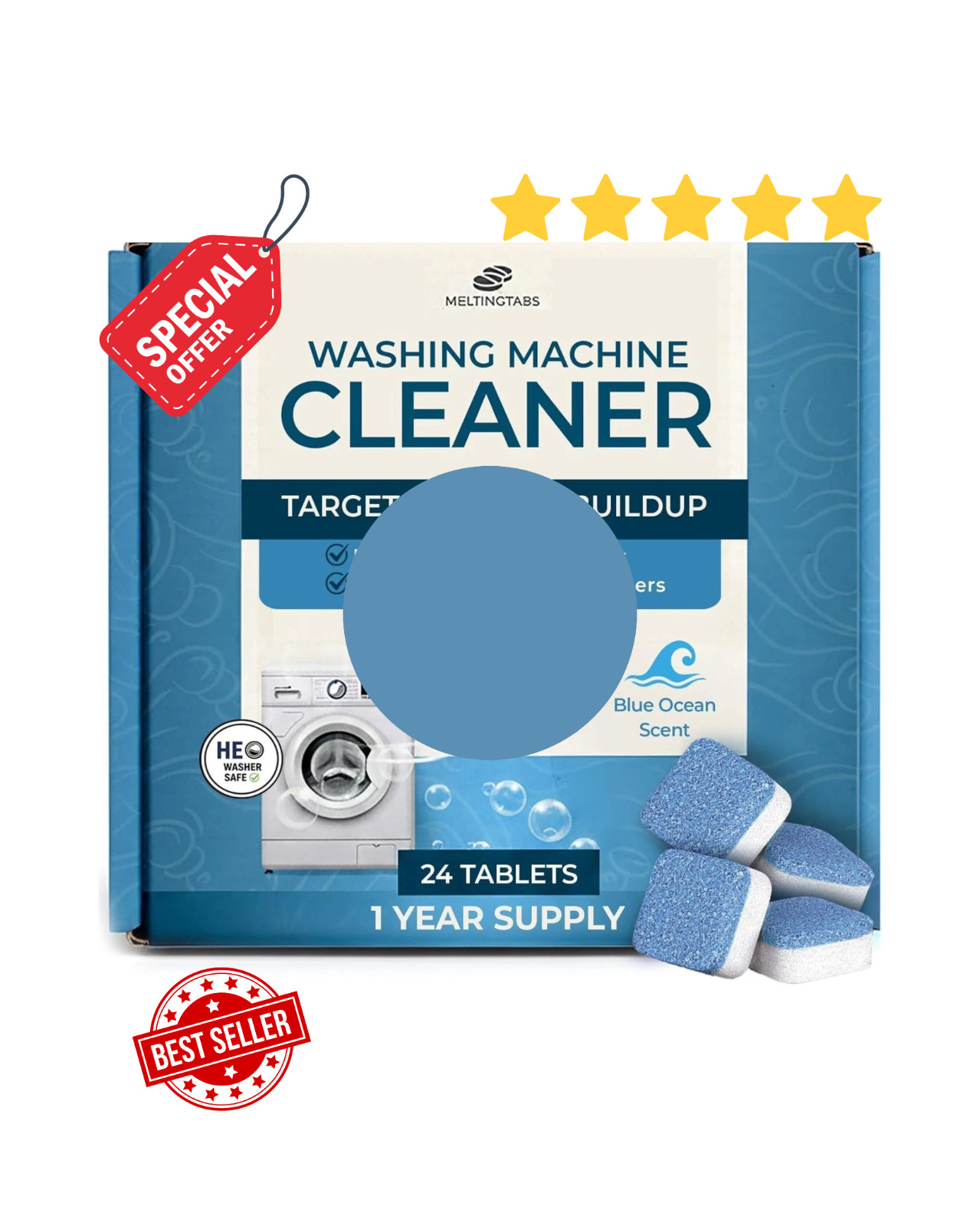 Uproot Clean Washing Machine Cleaner Tablets – 24 Pack for a 12 Month Supply. Fo
