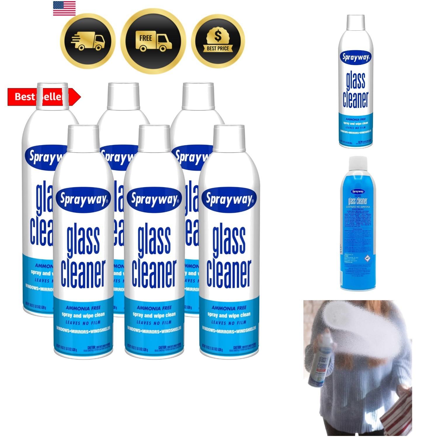 Glass Cleaner with Foaming Spray for a Streak-Free Shine for Home and Automot…