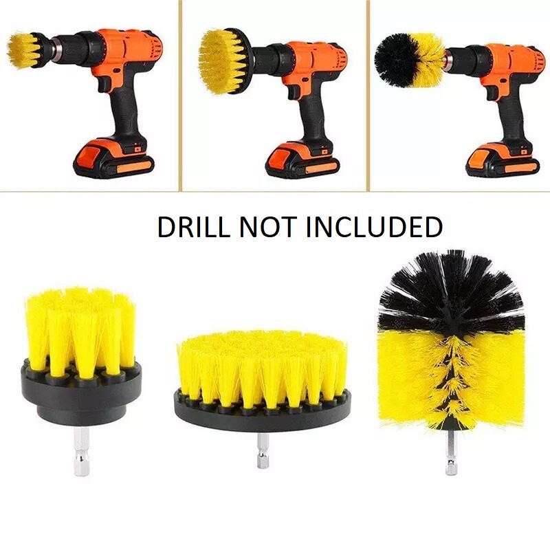 3PCS Drill Brush Power Scrubber Drill Attachments For Carpet Tile Grout Cleaning