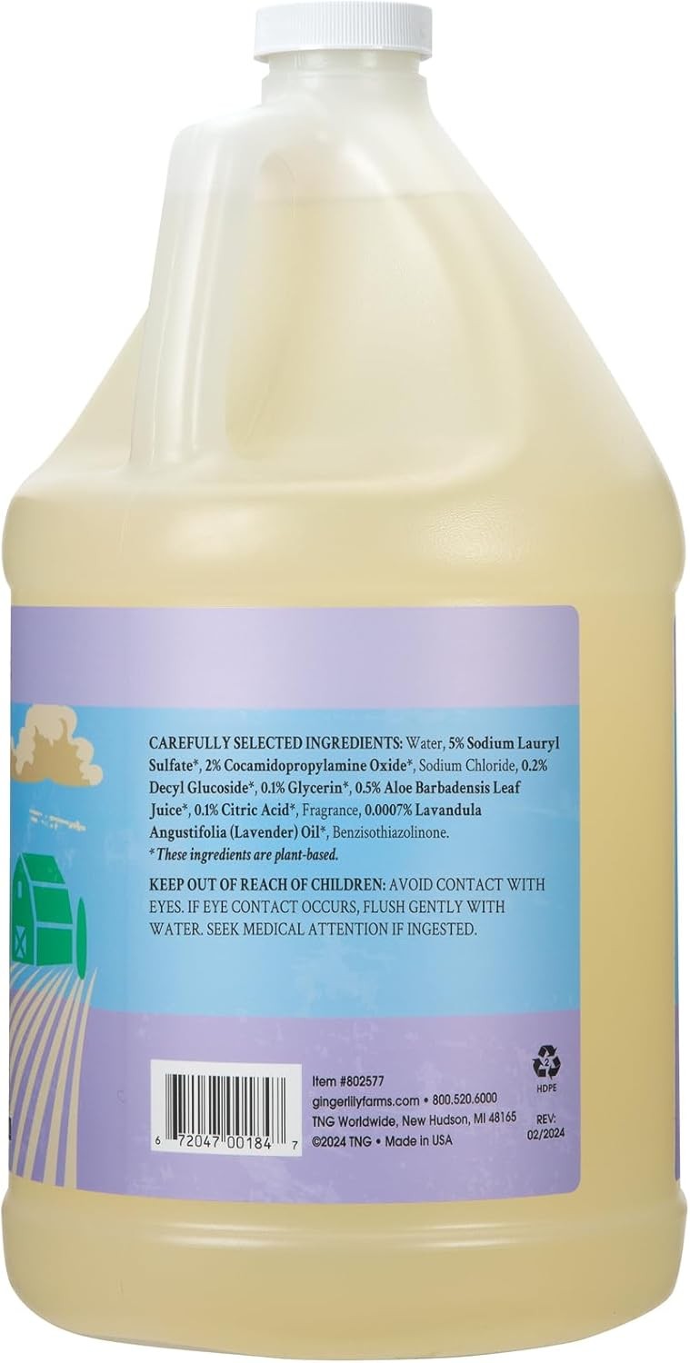 Ginger Lily Farms Dish Soap Lavender Chamomile 1 Gallon