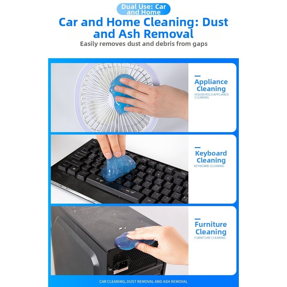 400g 2 Pack Blue Cleaning Slime Large Jar for Car Home and Office Dust Removal