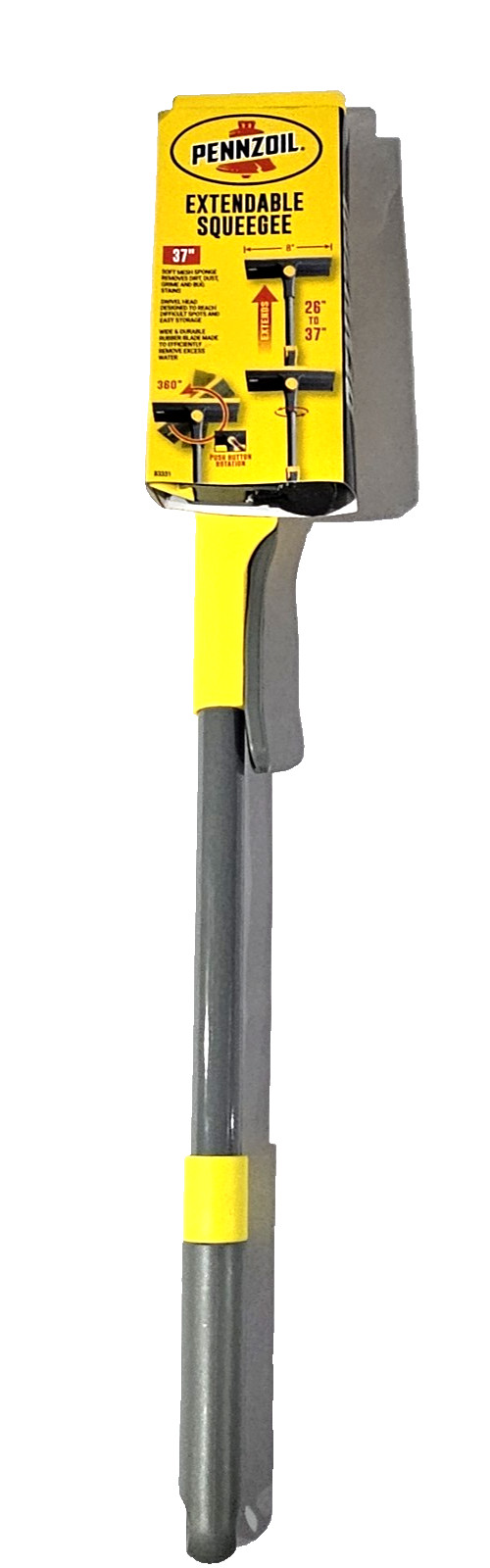 Pennzoil Extendable Squeegee 37″ Soft Mesh Sponge Removes Dirt, Dust And Grime