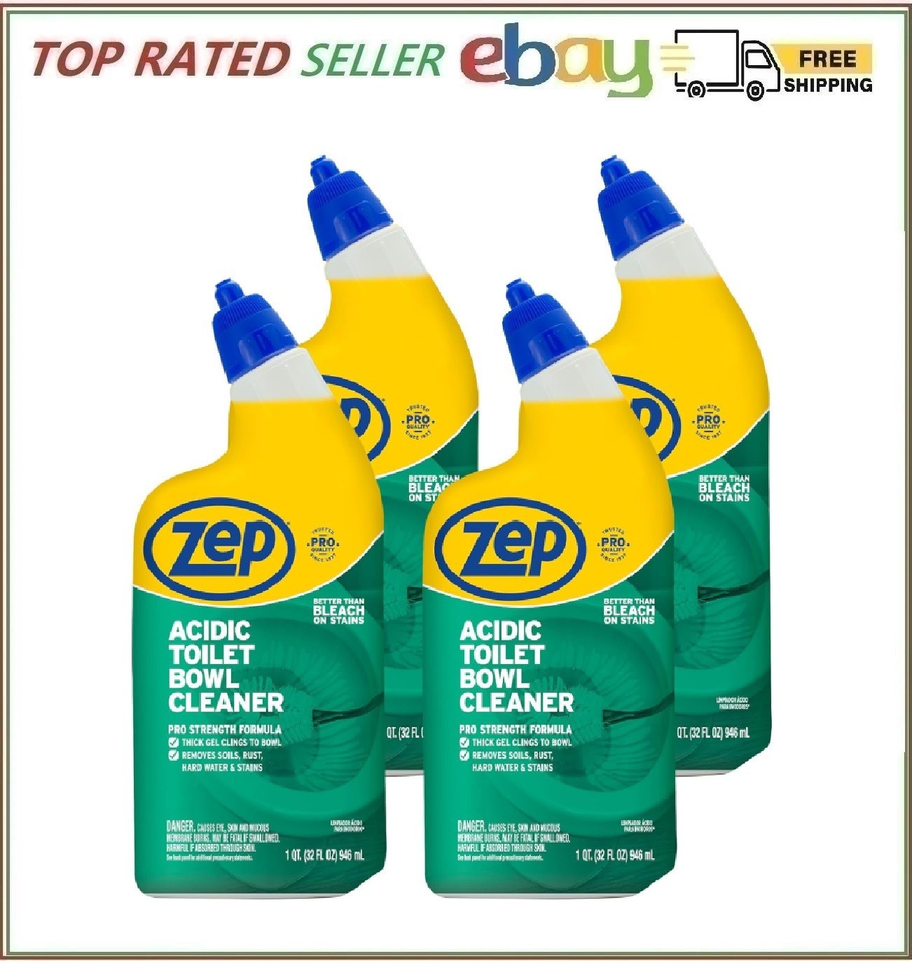 Zep Acidic Toilet Bowl Cleaner – 32 Oz (Case of 4) – ZUATBC324