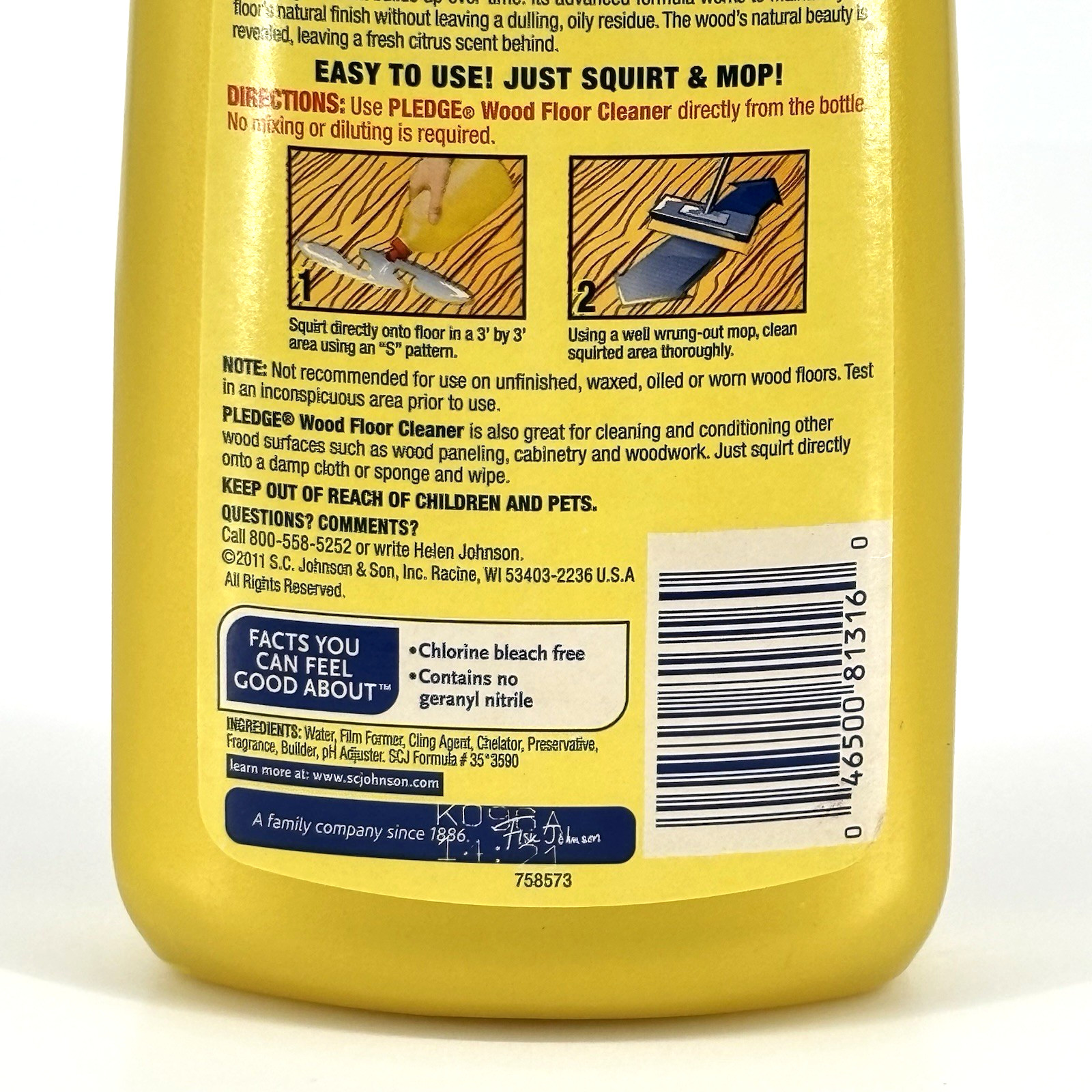 Pledge 4 in 1 Wood Cleaner Floor Care 27 Fl Oz Hardwood Citrus New Discontinued