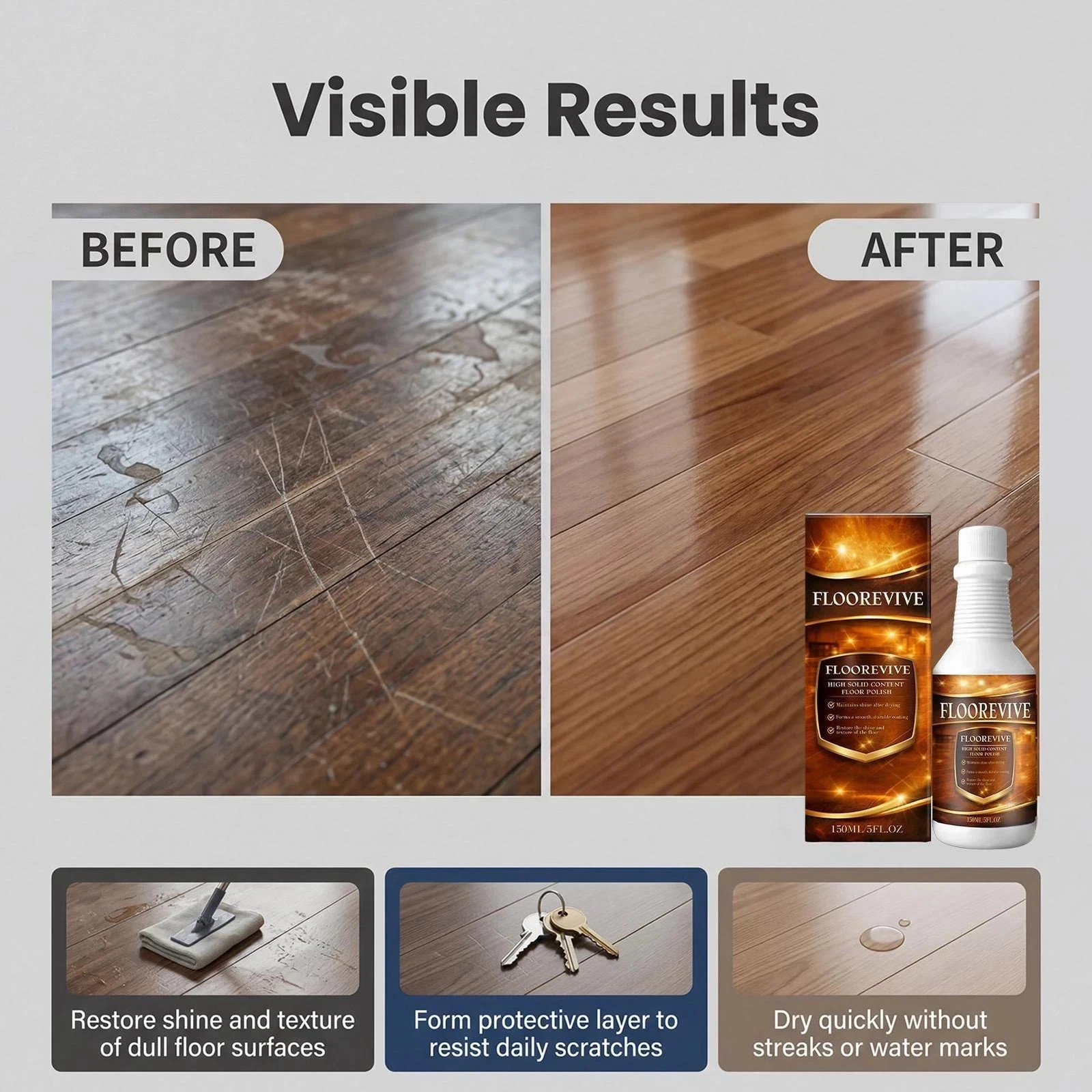 Floorevive Floor Restorer Floor Restorer/Polish -Revitalize And Shine Wood 150ml