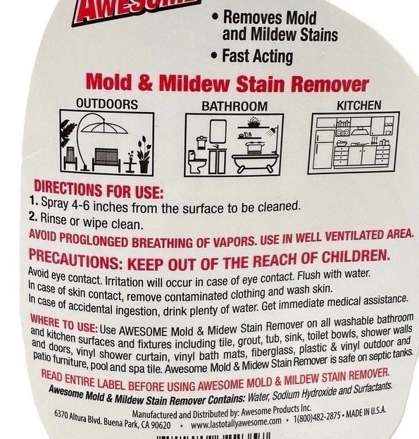 3 PACK- LA’s Totally Awesome FAST ACTING Mold & Mildew Stain Remover 32 Fl Oz