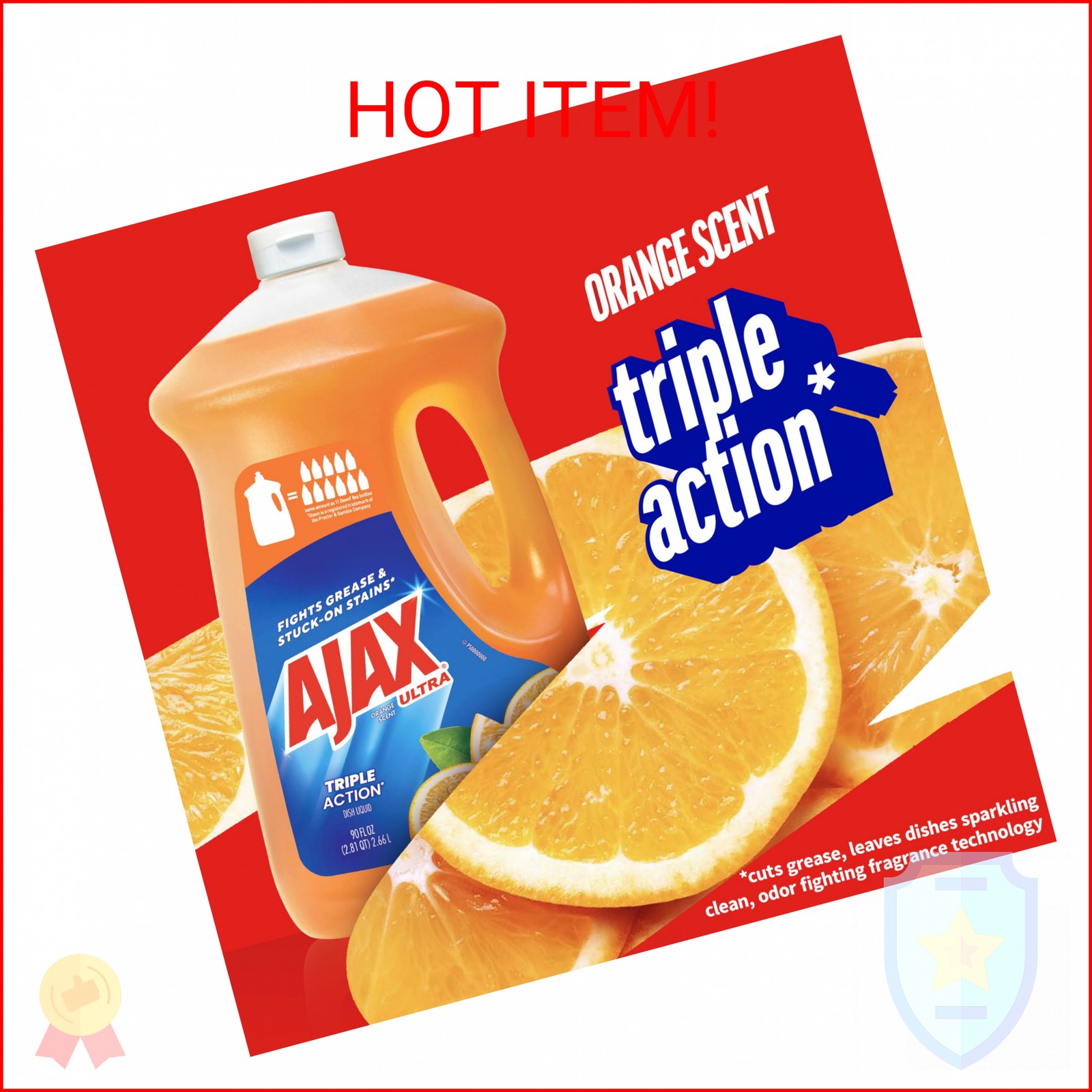 Ajax Ultra Liquid Dish Soap Orange Scent, Triple Action, 90 fl oz Bottle
