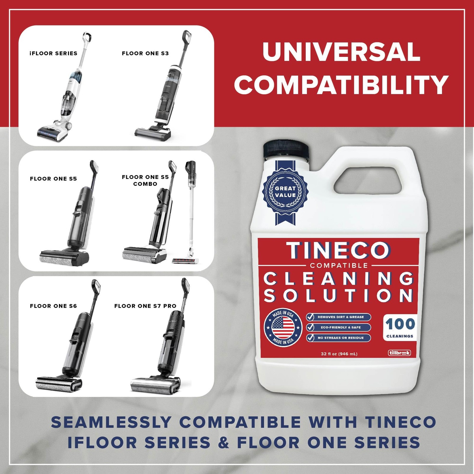 Floor Cleaner Compatible with Tineco – 100 CLEANINGS – 32oz Floor Cleaning So…