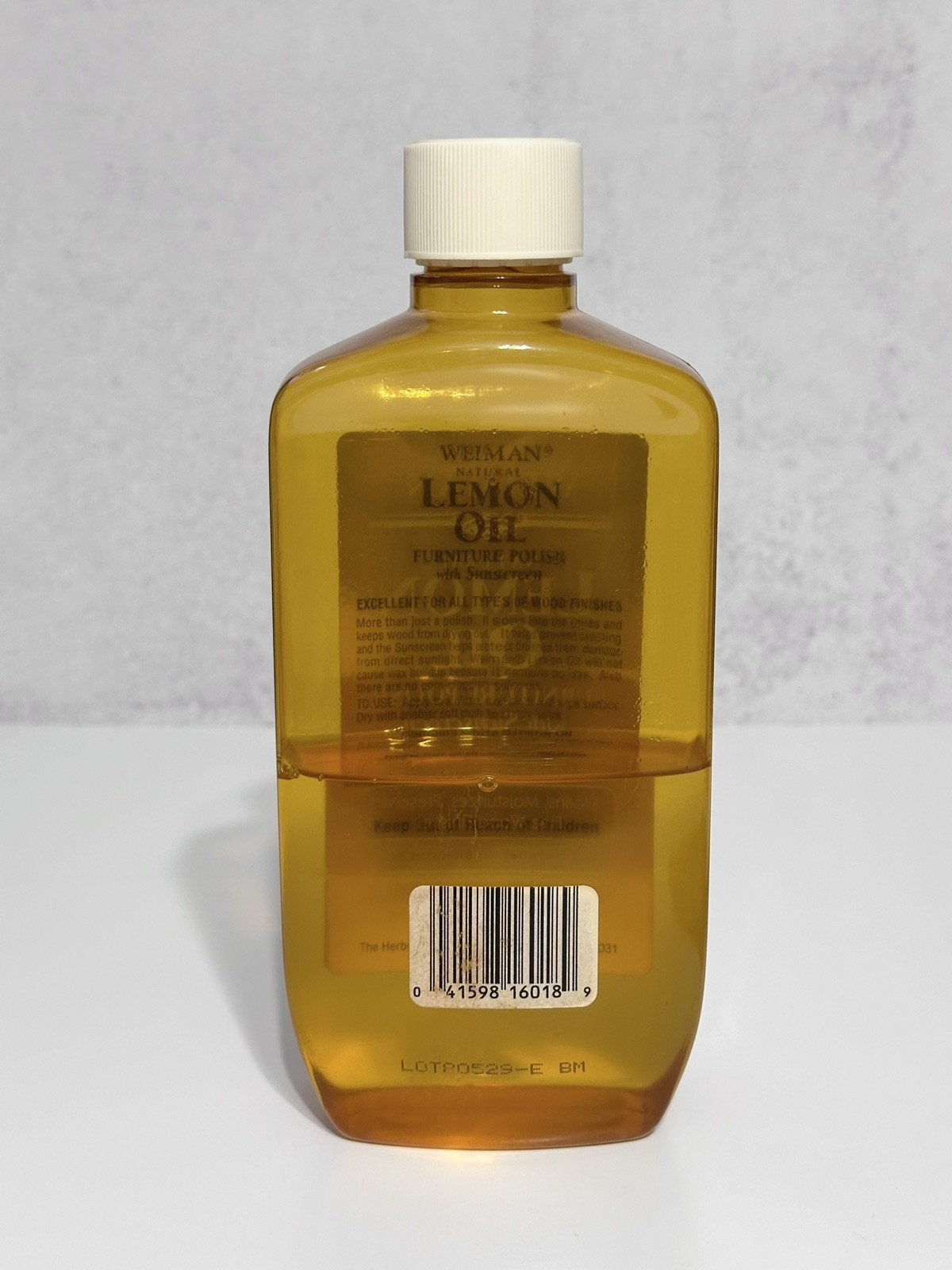 Original Weiman Natural Lemon Oil Furniture Polish Sunscreen 16 oz (40% Full).
