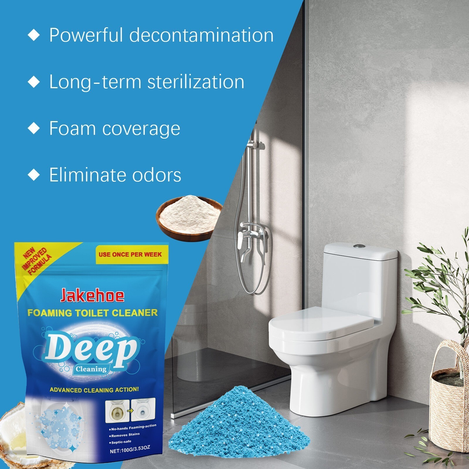 1-5x Splash Foam Toilet Bowl Stains Cleaner Powder 100g Remove Odor Stains Fresh