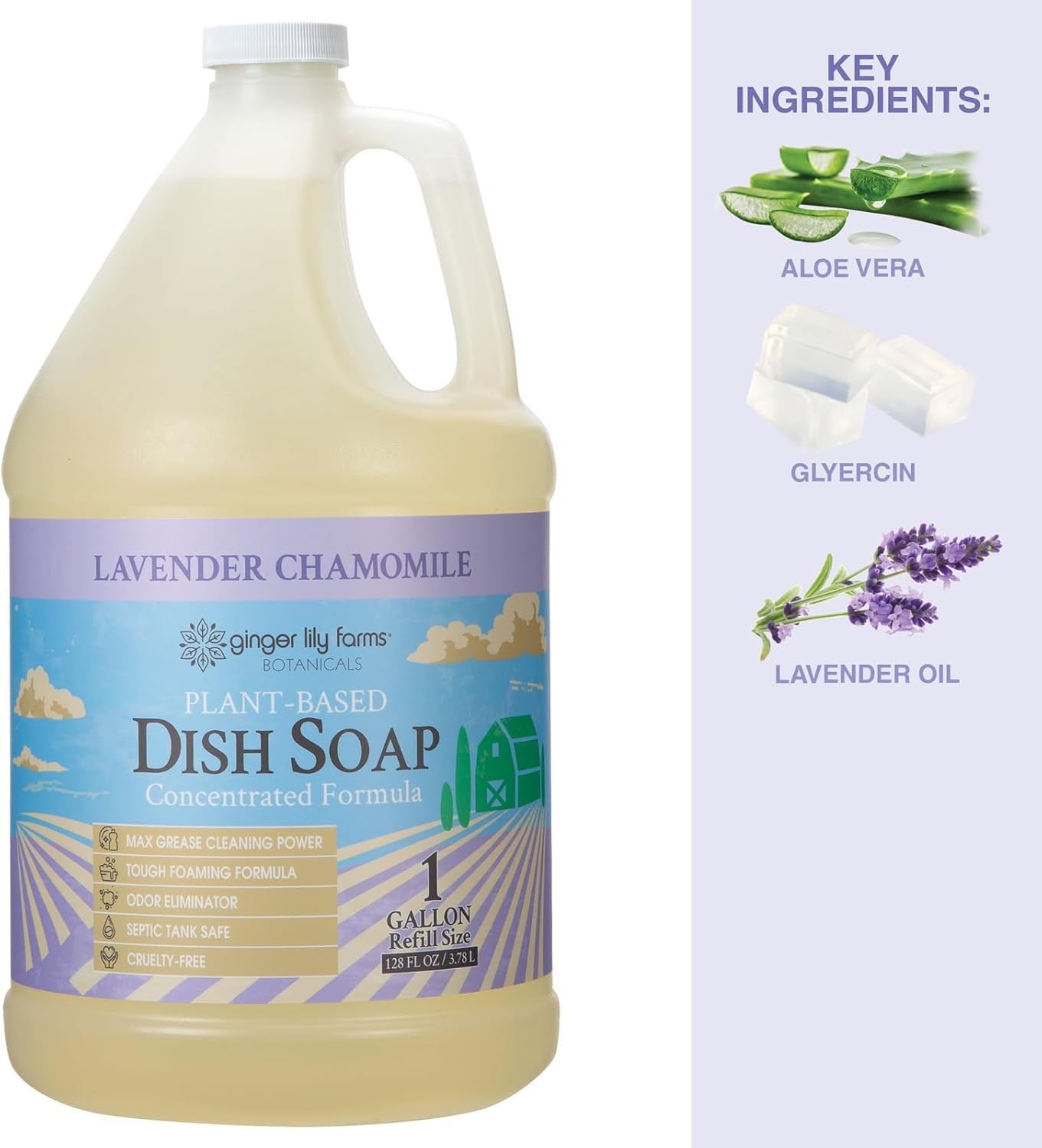 Ginger Lily Farms Dish Soap Lavender Chamomile 1 Gallon