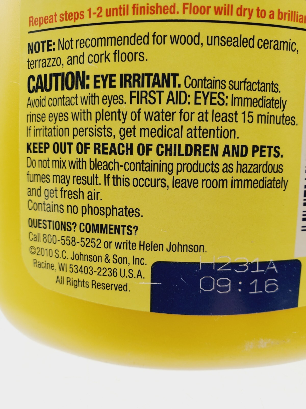 Pledge Floor Care Tile & Vinyl Floor Cleaner 4-In-1 27 fl Oz 80% Full