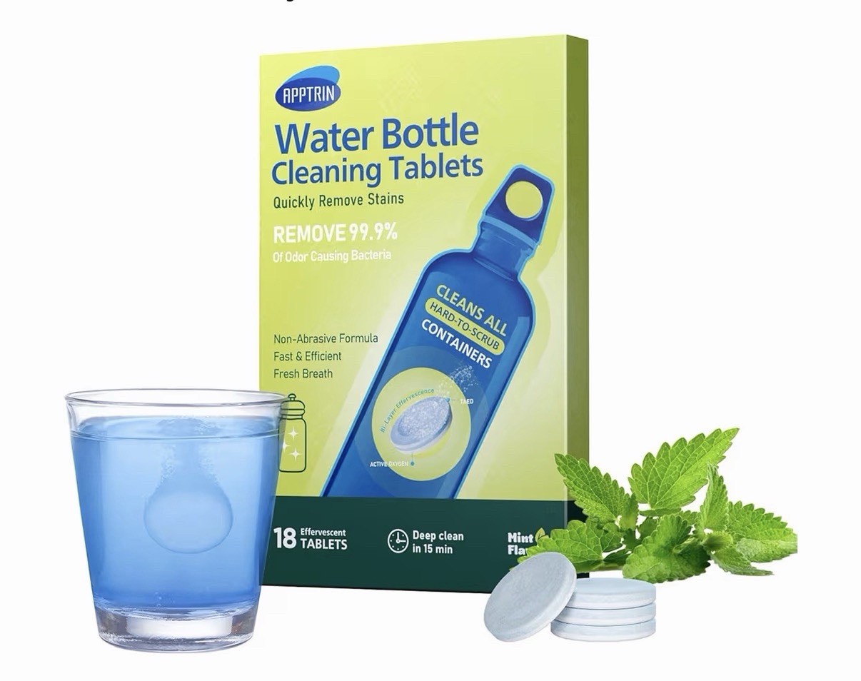 Water Bottle Cleaning Tablets, 18 Pack Bottle Clean Tablet 4 PACK (72 Tabs)