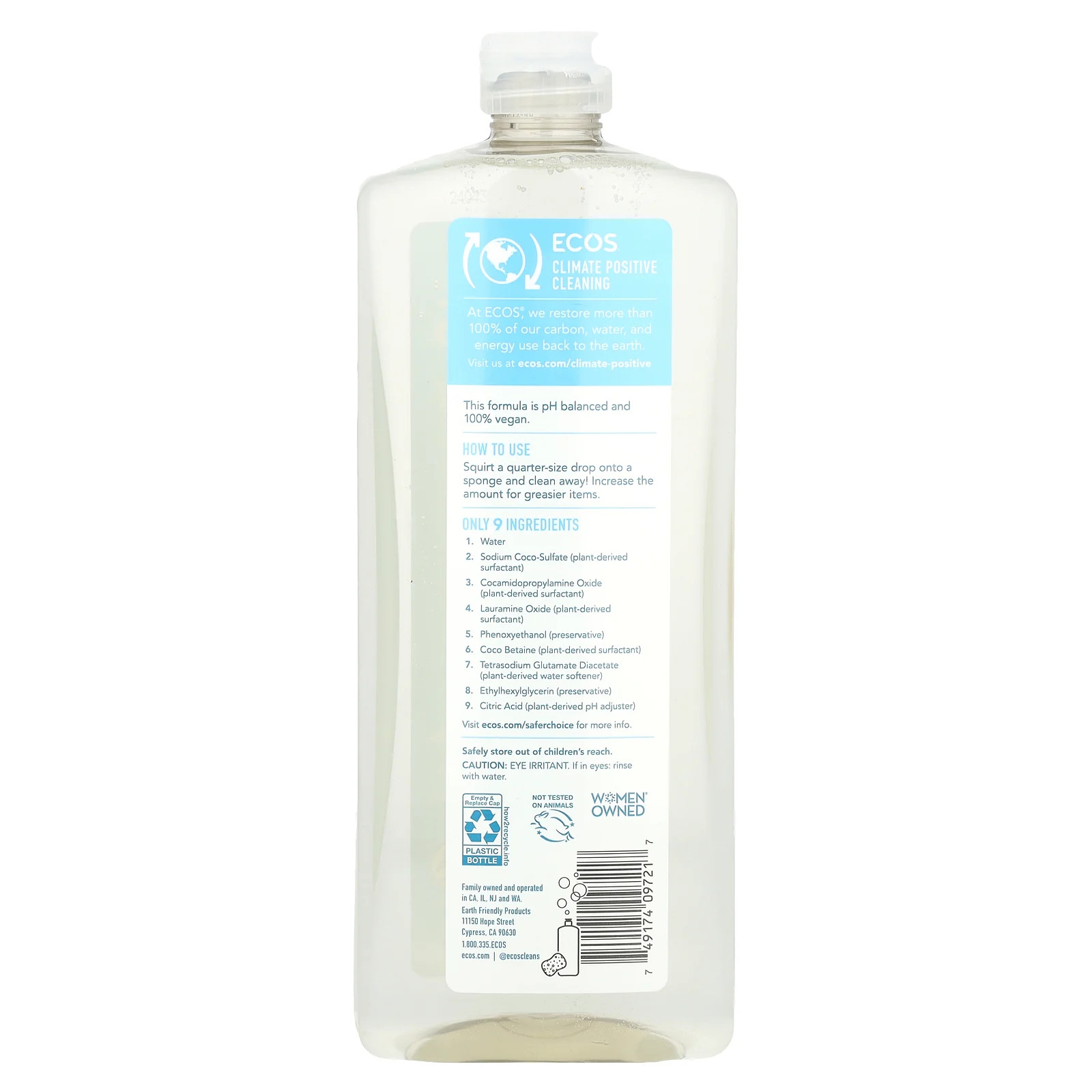 ECOS®, Plant Powered Dish Soap, Free & Clear, 25 fl oz (739 ml)
