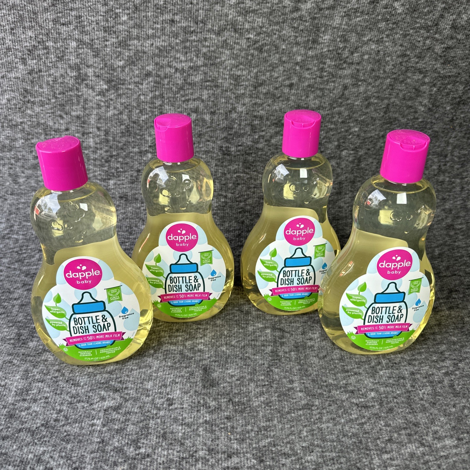 Dapple Baby Bottle and Dish Soap Fragrance-Free 17.75 fl oz 4 Bottles SEALED
