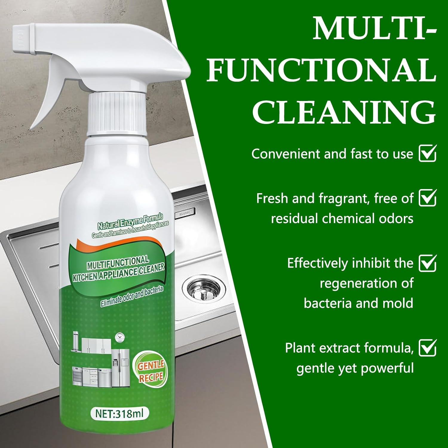 Kitchen Cleaner Remover Spray,Multifunctional Kitchen Appliance Cleaner,Kitchen