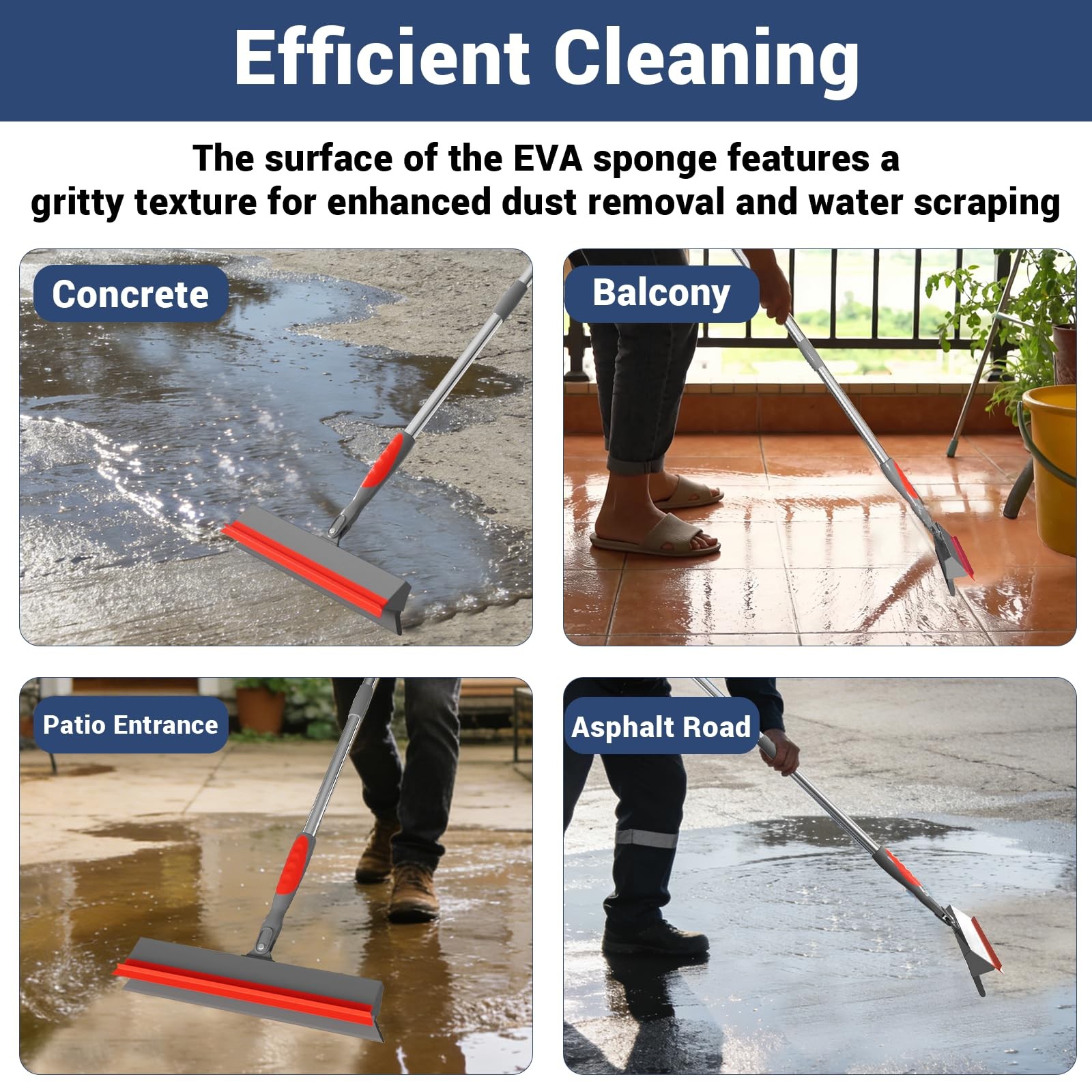 FibreDeep Floor Squeegee for Concrete Floor, 15.8″ Large Heavy Duty Squeegee …