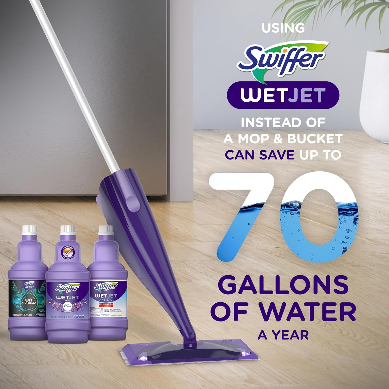 Wetjet Multi-Purpose Floor Cleaner Solution with Febreze Refill, Hardwood Floor