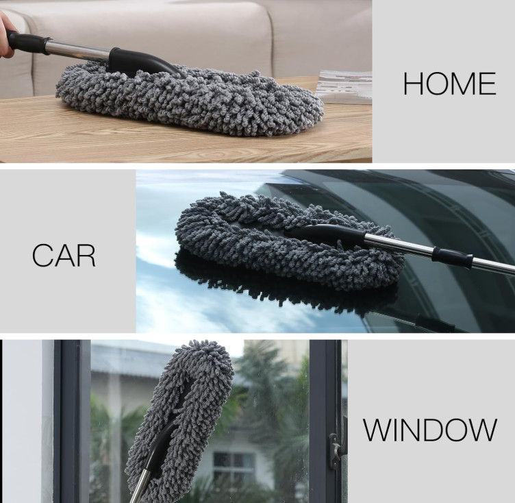 Set 3 Plumero Microfibra Extensible para Limpieza Auto sin Rayas
