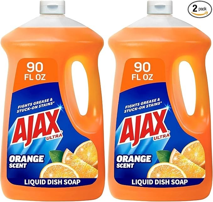 Ajax Ultra Liquid Dish Soap Orange Scent, Triple Action, 90 fl oz Bottle (Pack o