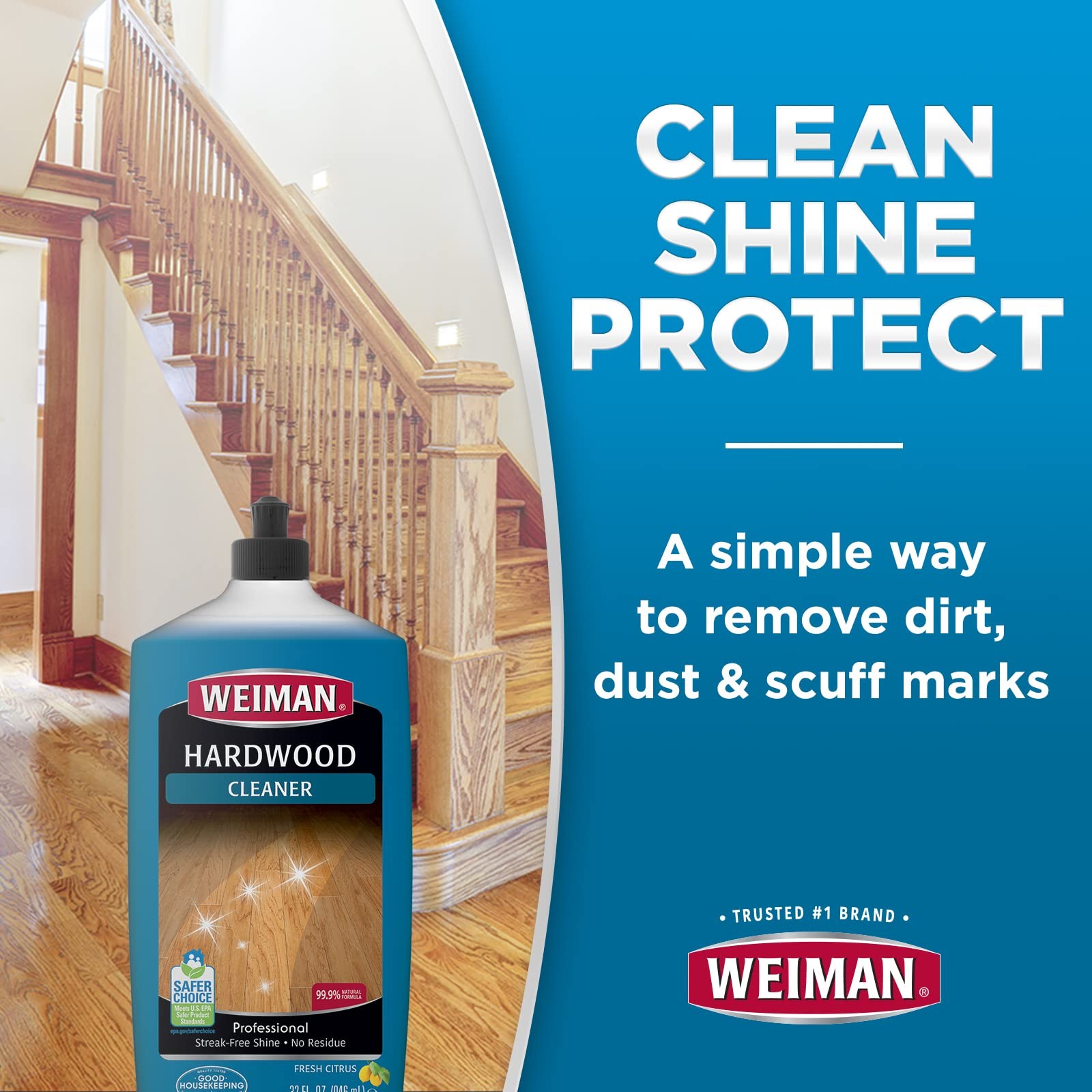 Weiman Hardwood Floor Cleaner – 32 Ounce – Non-toxic for Finished Hardwood Oak