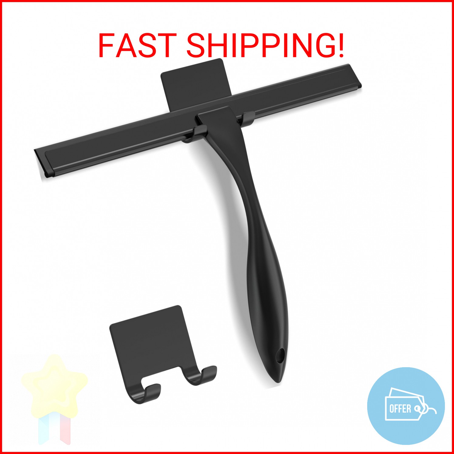 All-Purpose Stainless Steel Shower Squeegee for Shower Glass Door with Adhesive