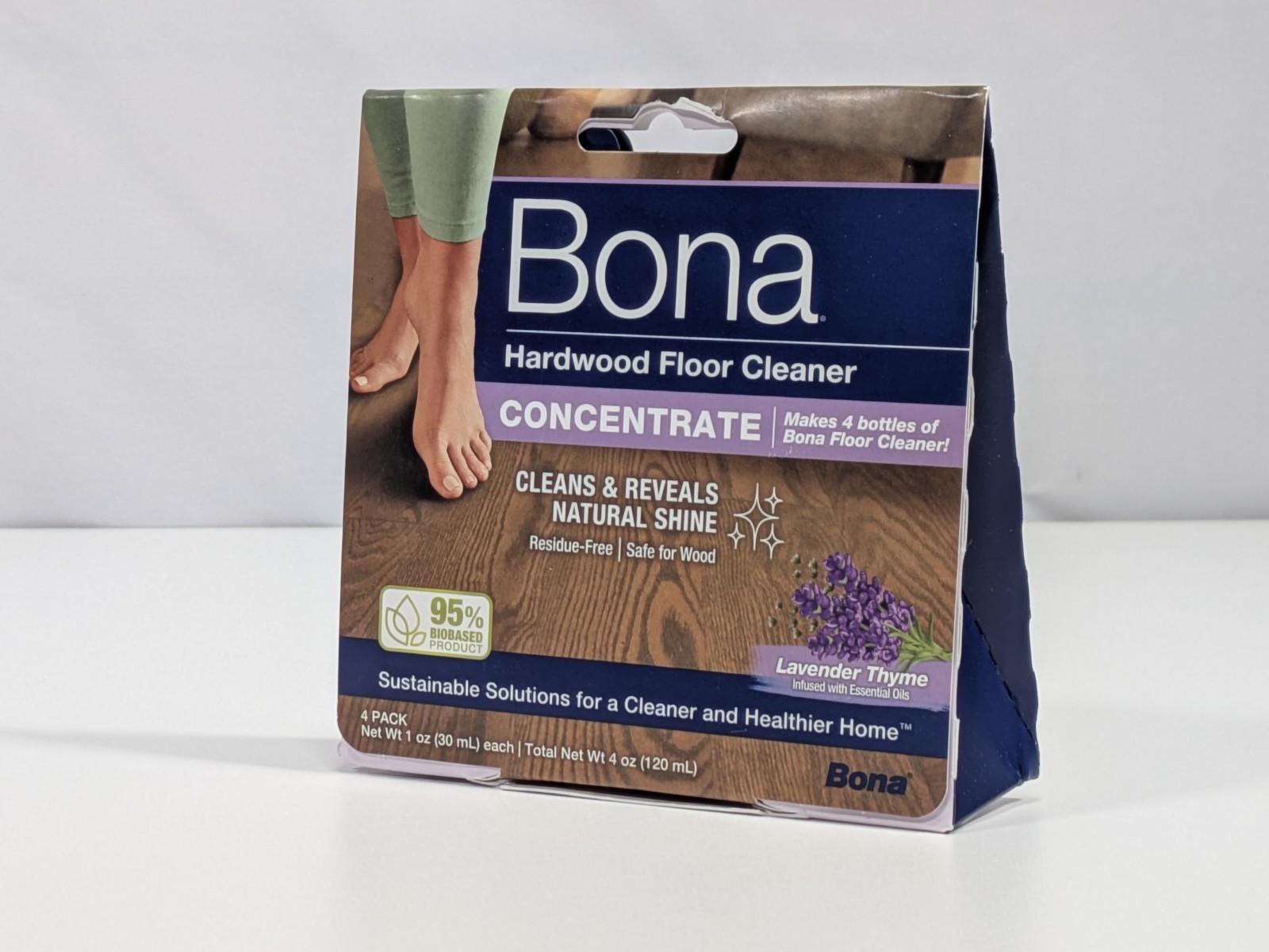 Bona Hardwood Floor Cleaner Concentrate, Lavender Thyme Scent, 1 Fl Oz, 4-Pack