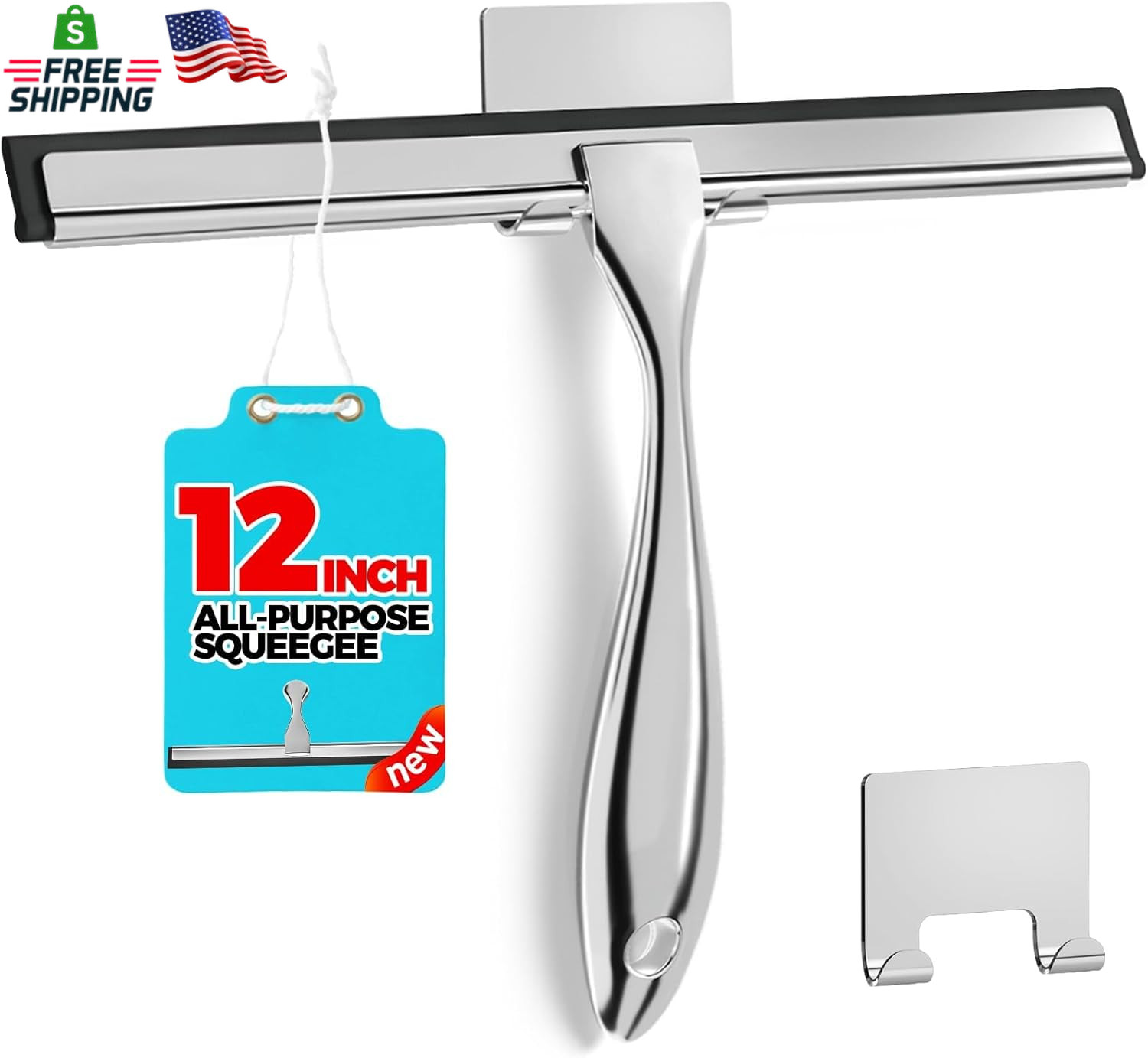 ALFLOD 12-Inch All-Purpose Shower Squeegee for Shower Doors, Tile Shower Walls,