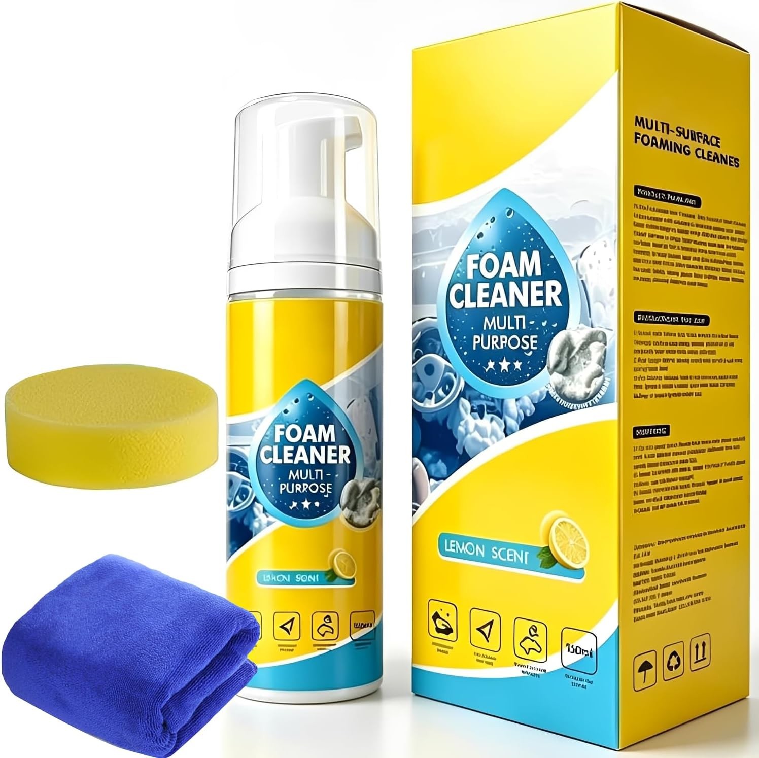 150ml 4-in-1 Multi-Enzyme Foam Cleaner,All-Purpose Spray 5oz with Sponge & Towel