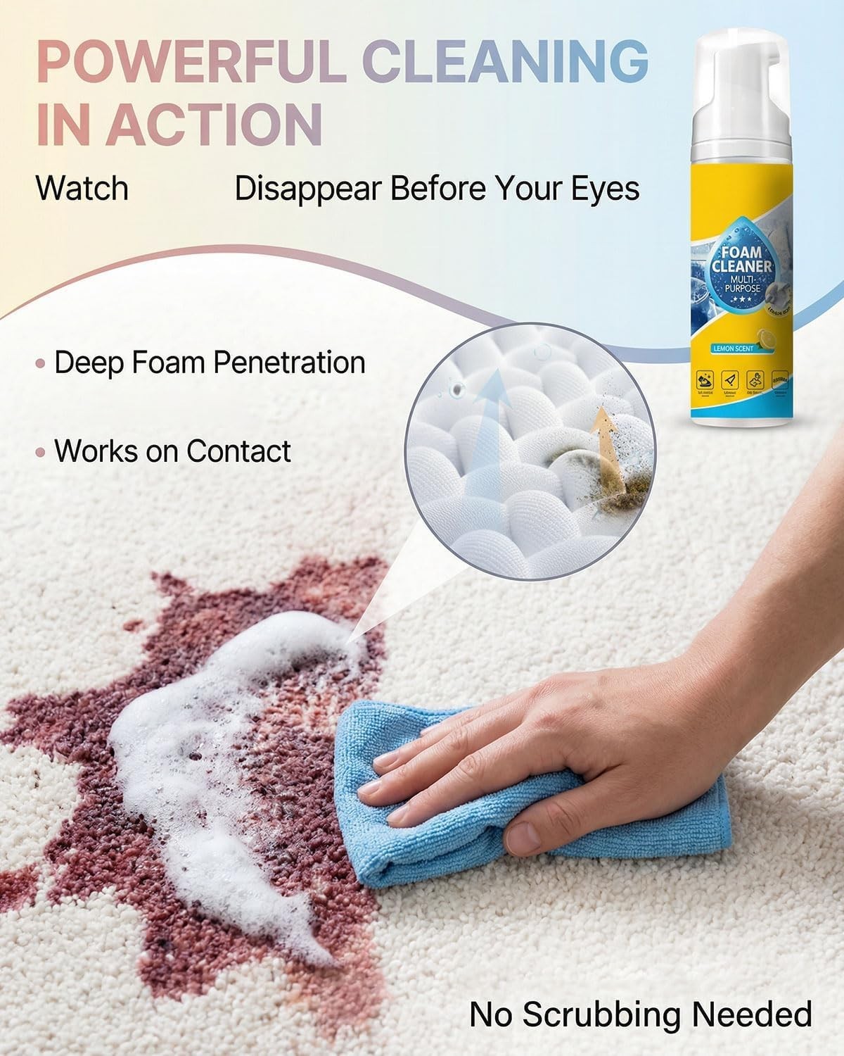 Foam Cleaner All Purpose, 4-in-1 Multi-Enzyme Cleaner 1/2/3 Set CW