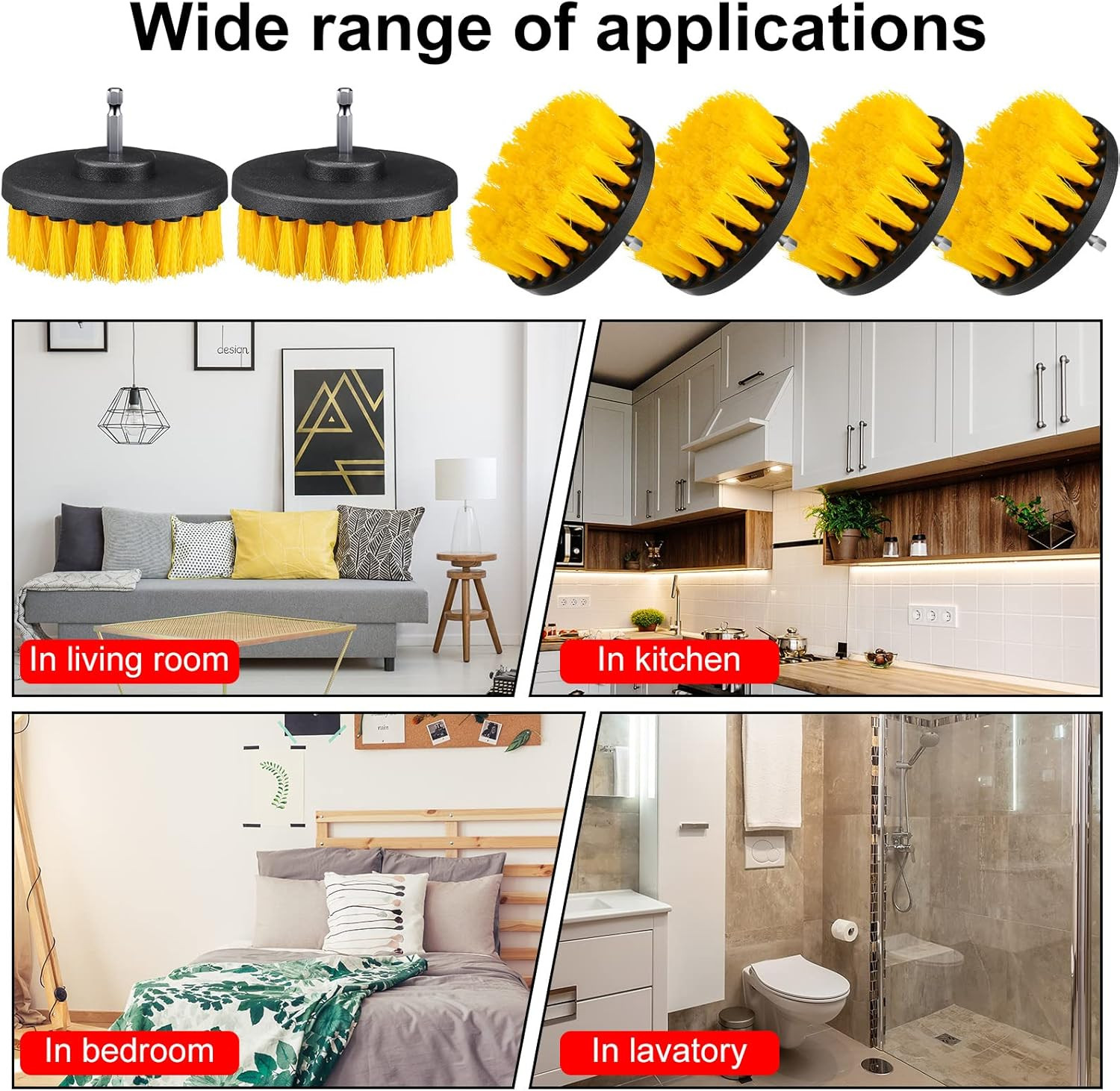 6 Pcs Drill Brush Attachment Power Scrubber Cleaning Kit Multi Purpose