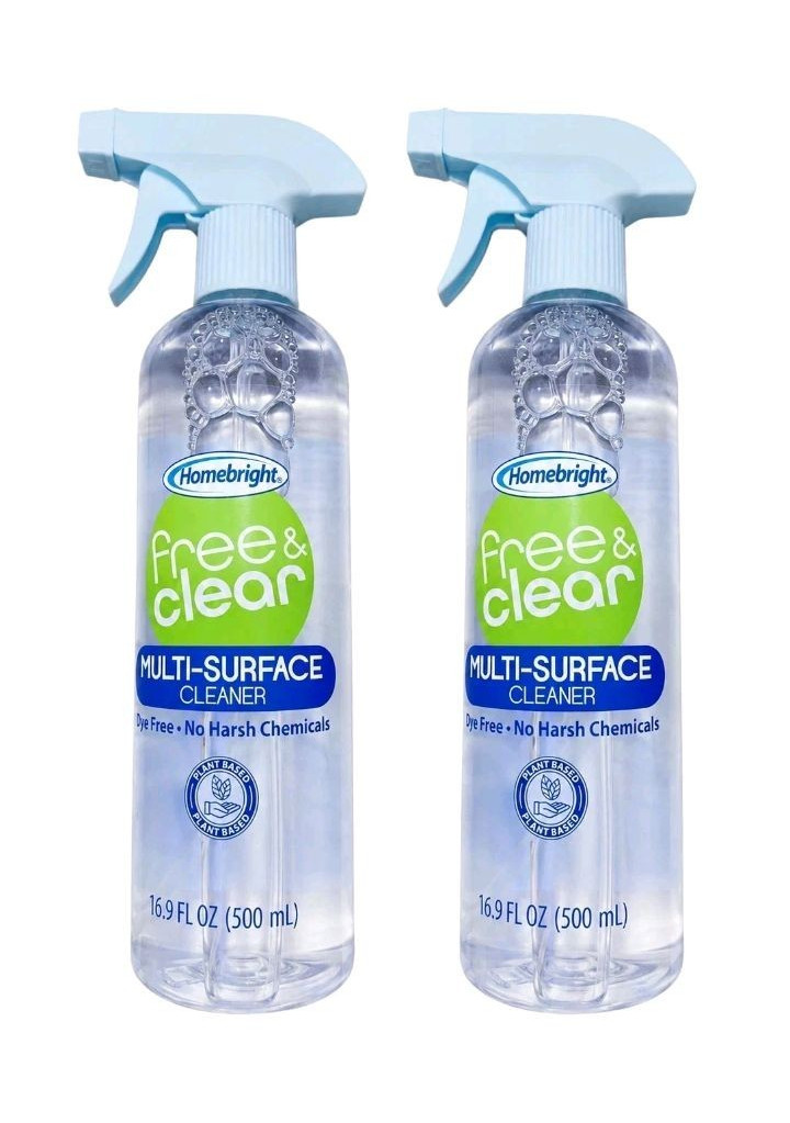 Homebright Free & Clear Multi-Surface Cleaner Spray, 2 Pack 16.9 fl oz
