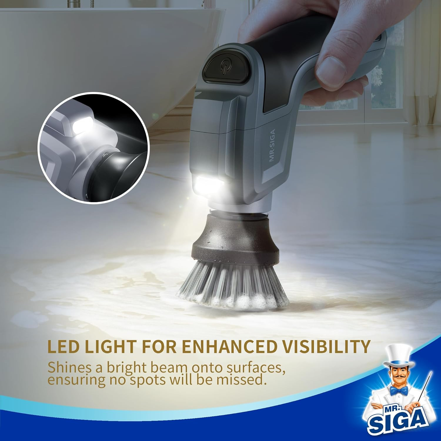 Electric Spin Scrubber for Kitchen and Bathroom Cleaning, Waterproof Rechargeabl