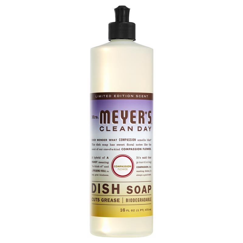 Mrs. Meyer’s Clean Day Compassion Flower Scent Liquid Dish Soap 16oz (6-Pack)