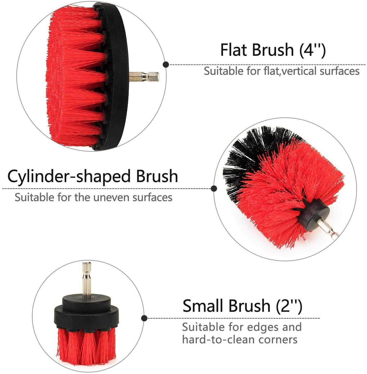 Drill Brushes Set 3pcs Tile Grout Power Scrubber Cleaner Spin Tub Shower Wall