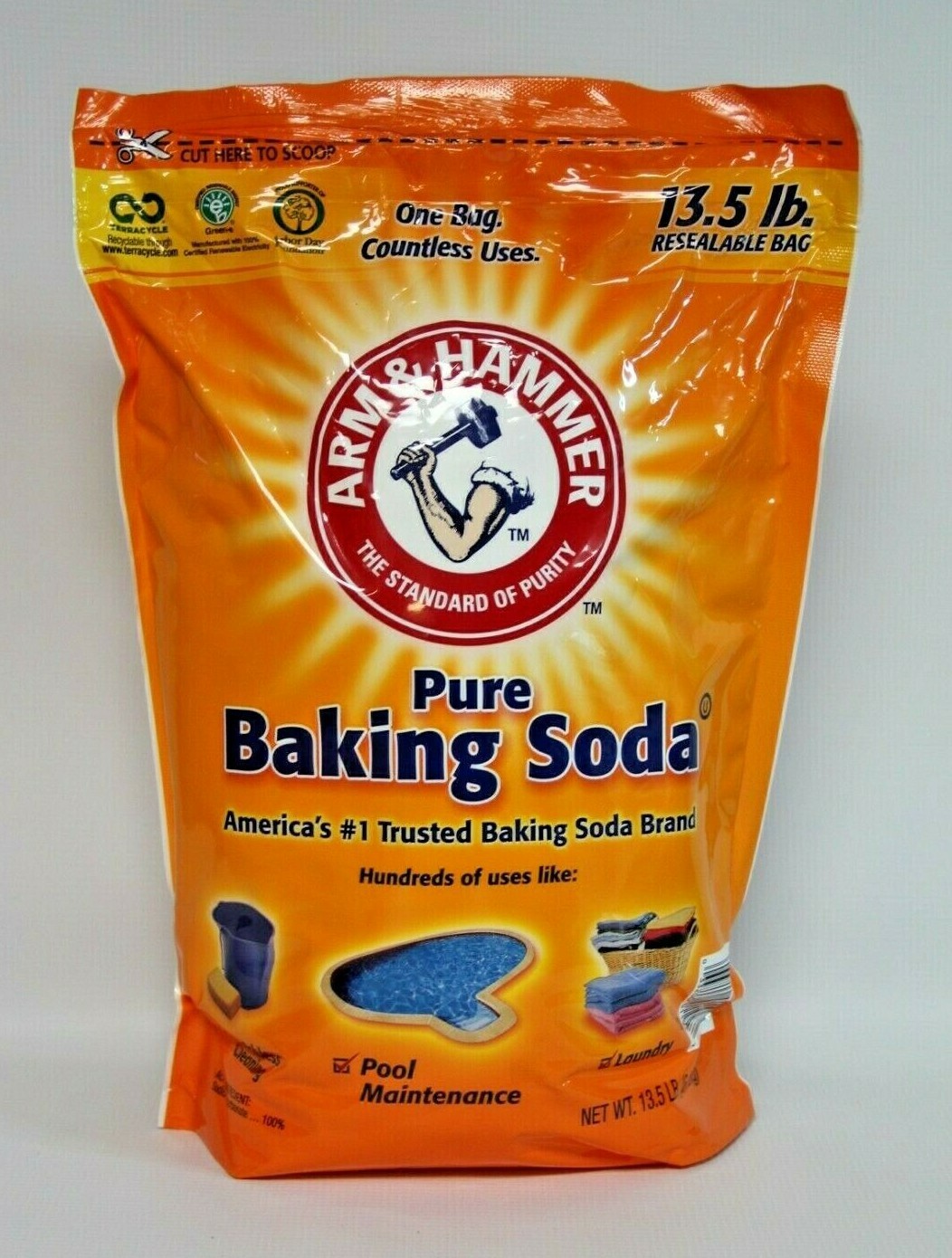 Arm & Hammer Pure Baking Soda 13.5 lb Resealable Bag – Baking | Cleaning | Pool