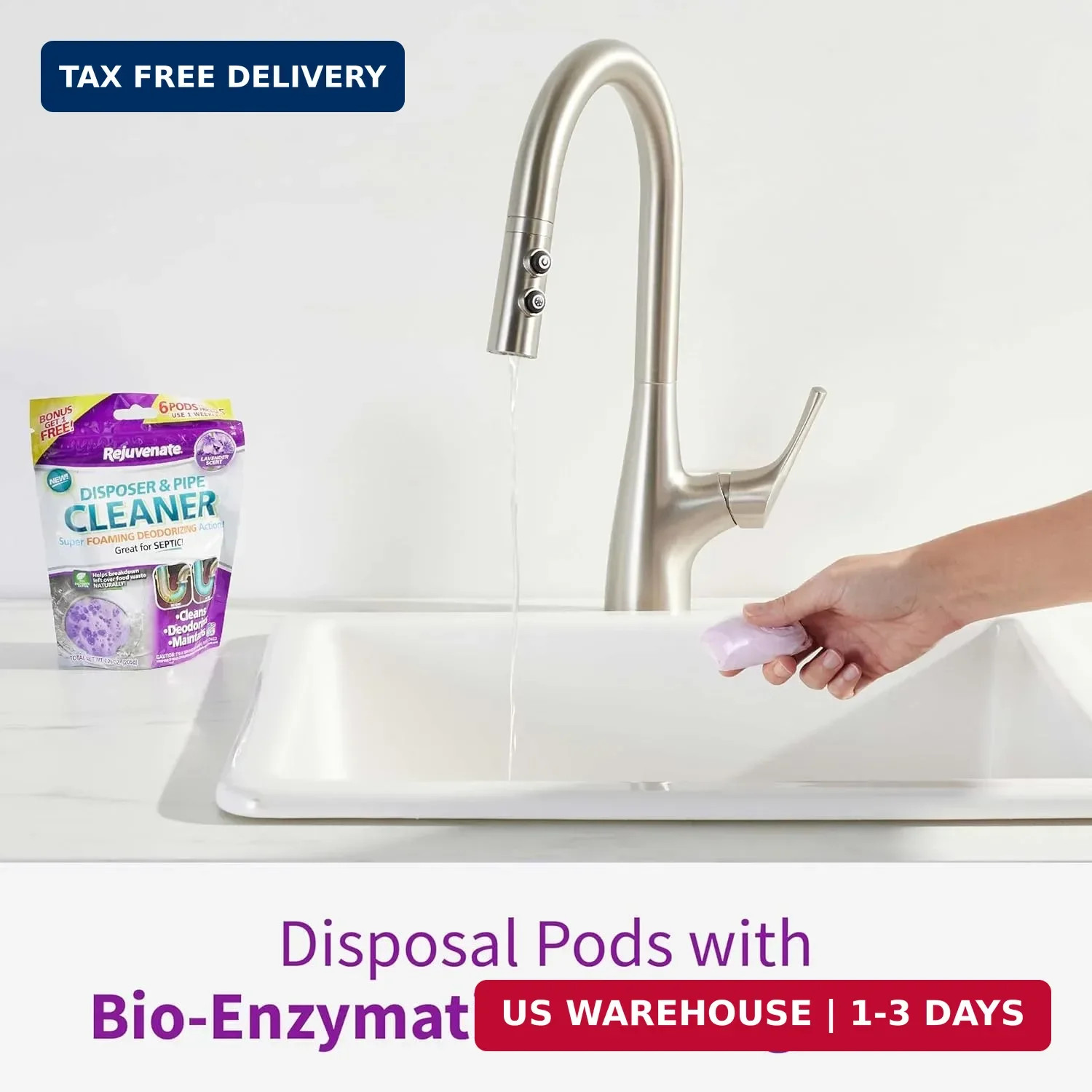 Rejuvenate Disposal Cleaner, 6 Pods, Lavender-Scented Disposal and Pipe Cleaner