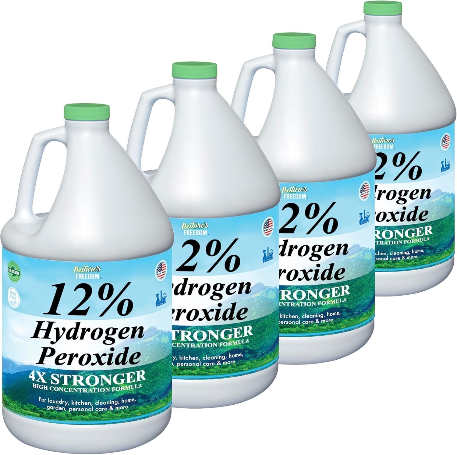 12% Hydrogen Peroxide, Food Grade H2O2 and Purified Water Only, 4 Gallons