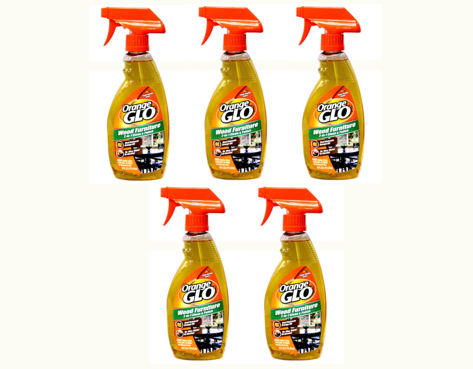 Orange Glo Wood Furniture 2-in-1 Clean & Polish, 16 oz. – Pack of 5