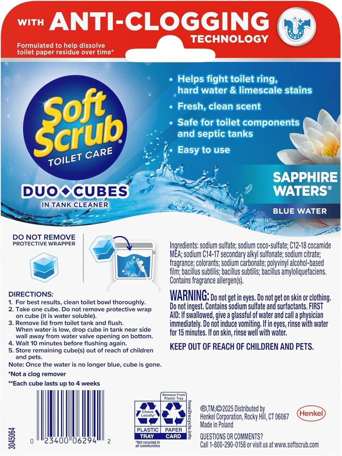 4 Count In-Tank Toilet Cleaner Duo-Cubes – Fights Stains with Sapphire Scent