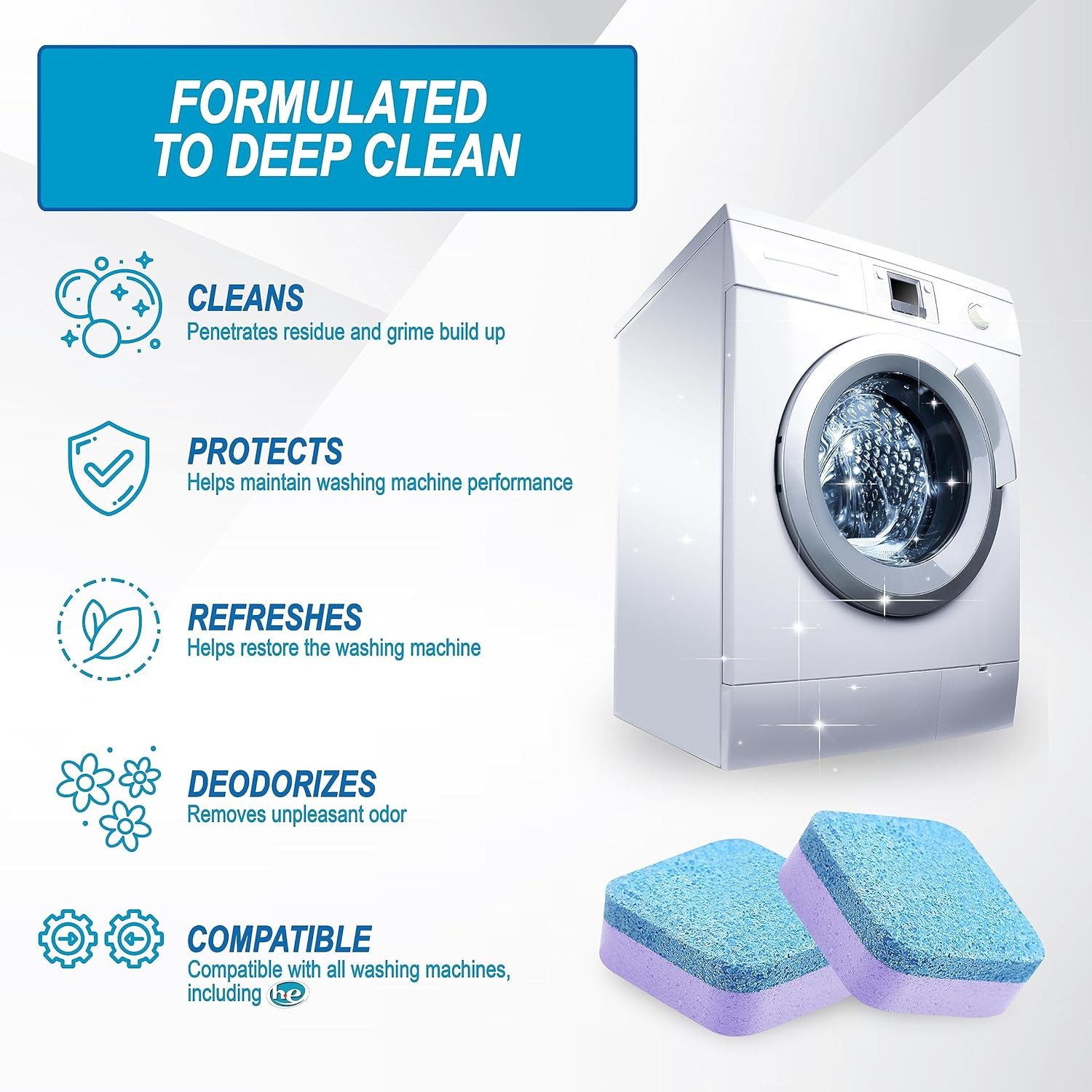 Washing Machine Cleaner Tablets 24 Count, Lavender