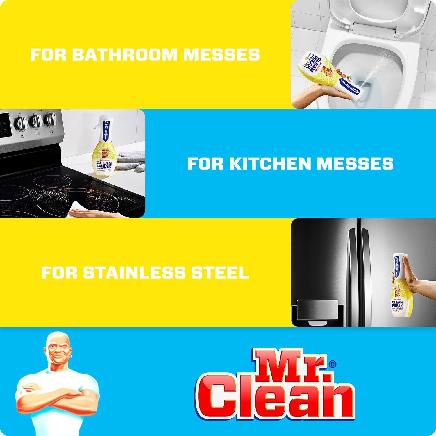 Mr. Clean Clean Freak Multi-Surface Cleaner, Lemon Zest, 2 trigger sprays + refi