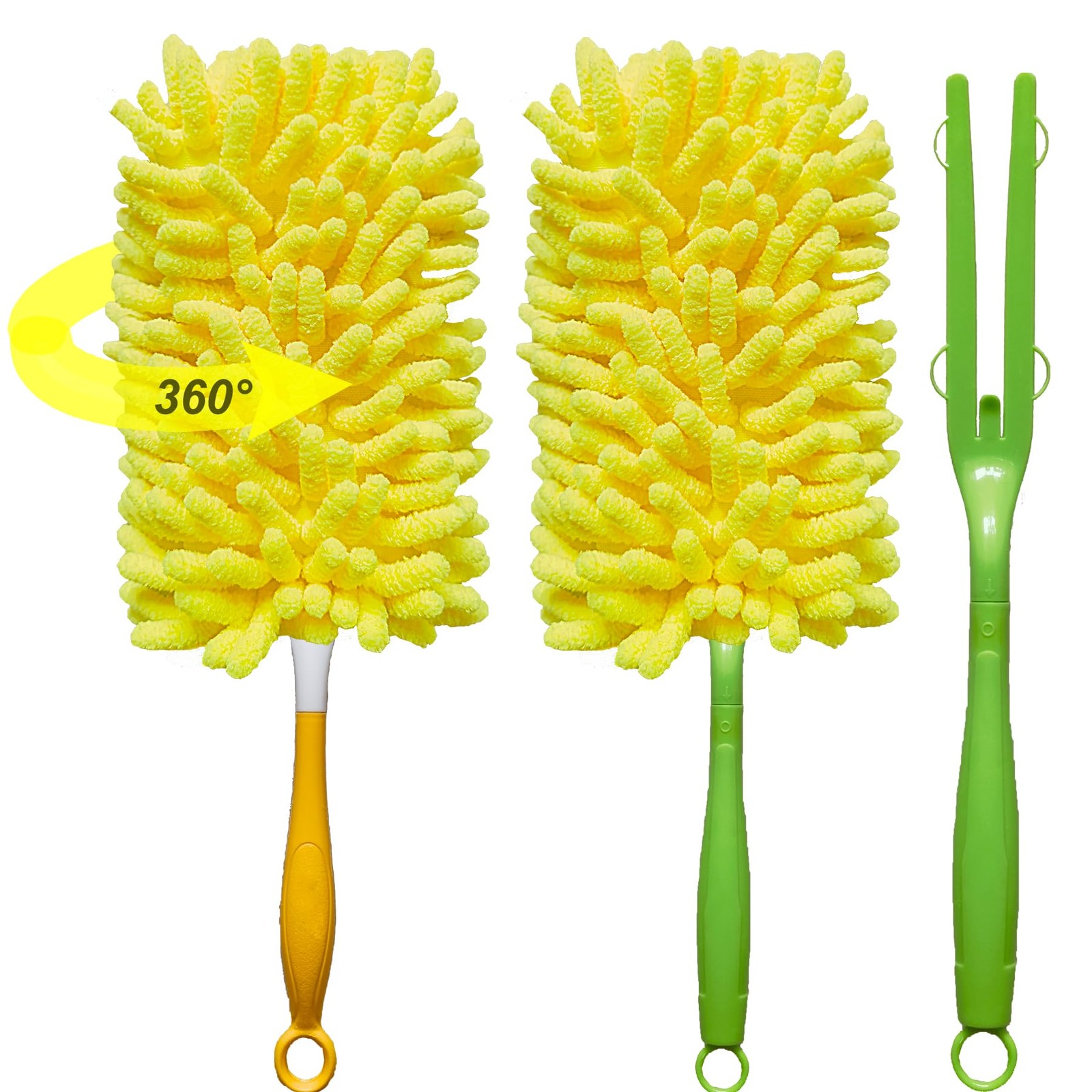 Reusable Duster for Swiffer, 2 Refills +1 Handle, 360 Heavy Duty Duster Refill