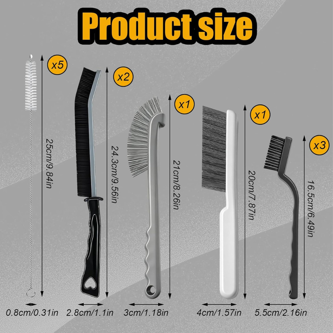 12PCS Crevice Cleaning Brush Set Hard Bristle Grout Tile Cleaner Bathroom Kitche
