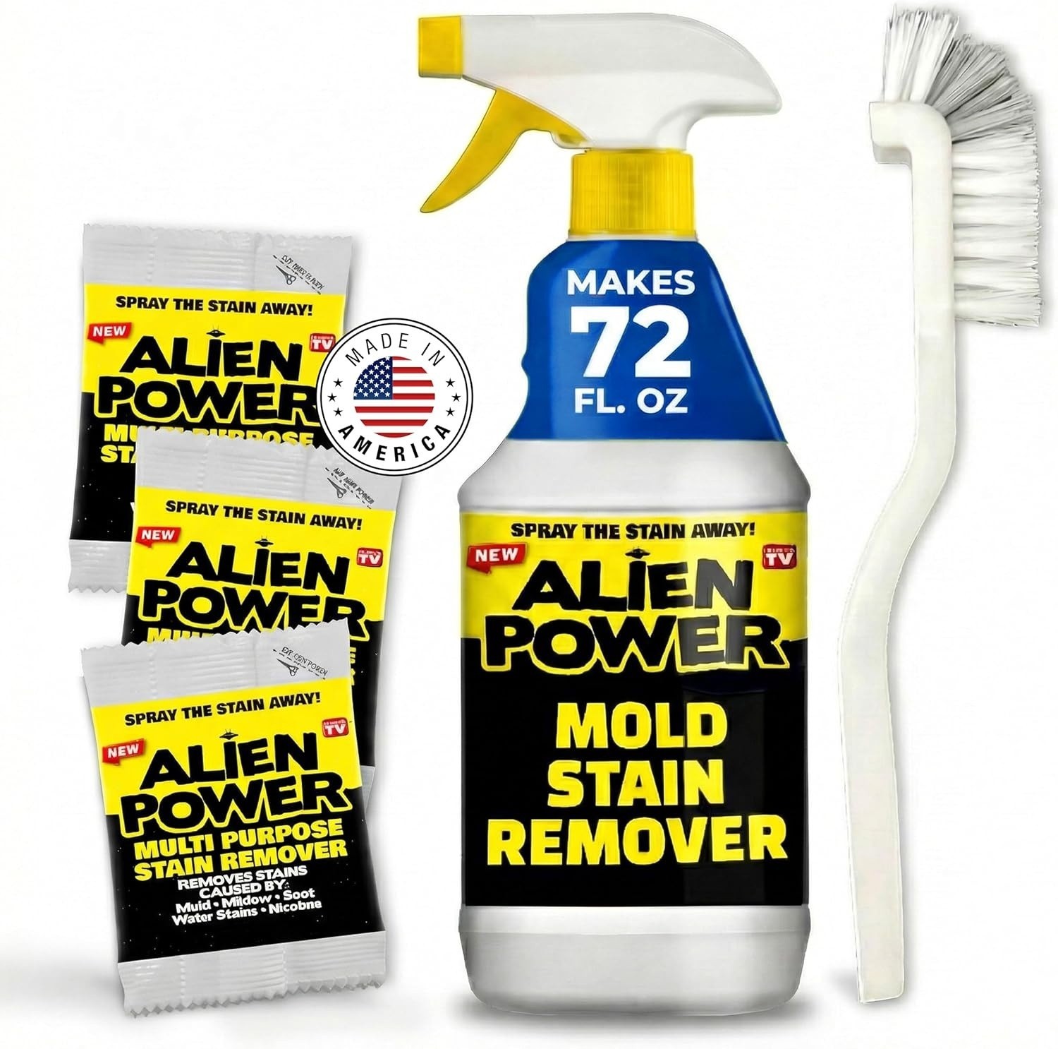 Alien Power Stain Remover Kit – Mold, Mildew and Grout Cleaner With Spray Bottle